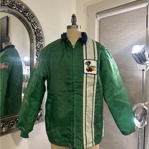 Vintage Men’s Ford Cobra Lined Racing Jacket Kelly Green Color Size Small